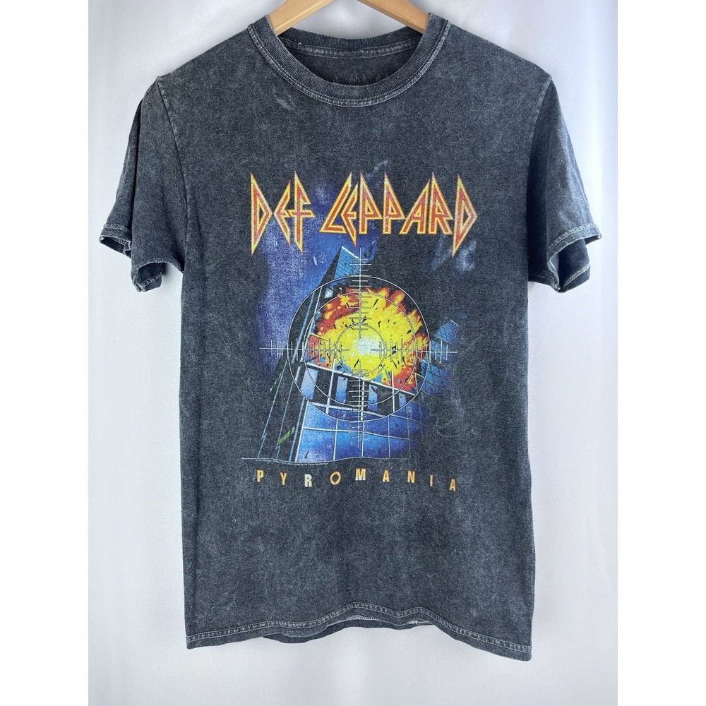Vintage Style Def Leppard Pyromnania Shirt Women's Small‎ Band Metal Tour Gray
